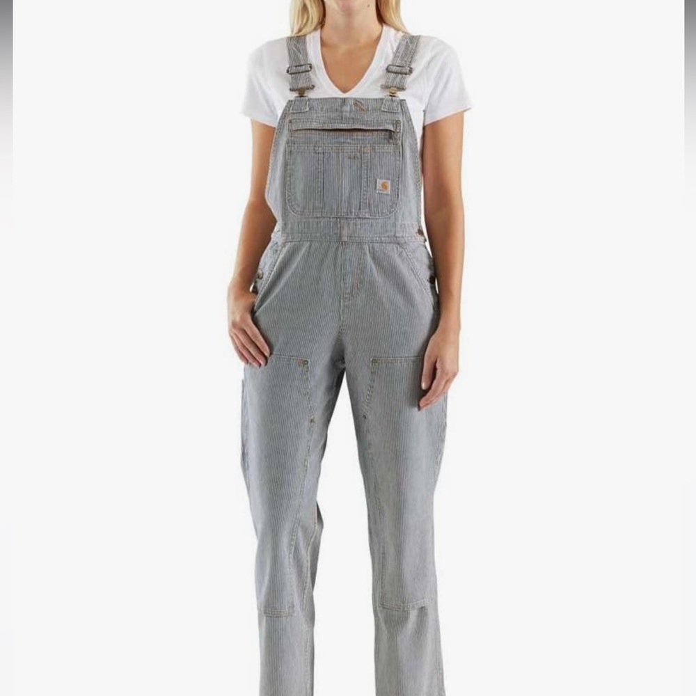 Carhartt Relaxed Fit Denim Railroad Stripe Bib Overall